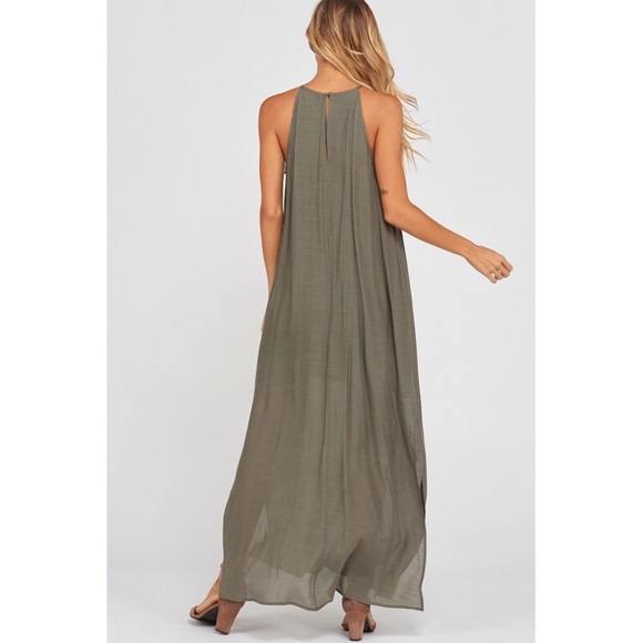 Alexa Lace Motif Sleeveless Halter Maxi Dress - Picture 4 of 4